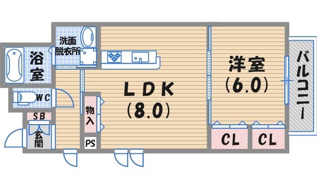ダンデライオン門戸Ⅱ(1LDK/1階)の間取り写真