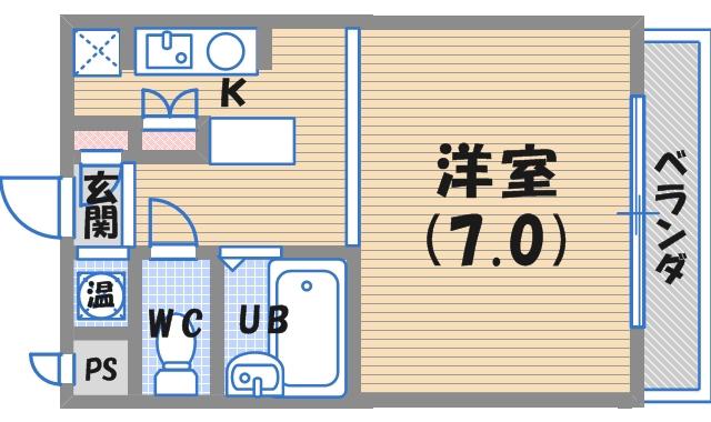 ペアコート仁川(ワンルーム/1階)の間取り写真