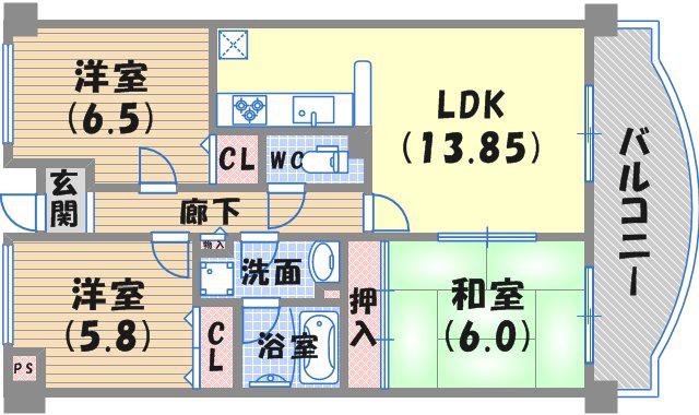 プリマヴェーラ(3LDK/6階)の間取り写真