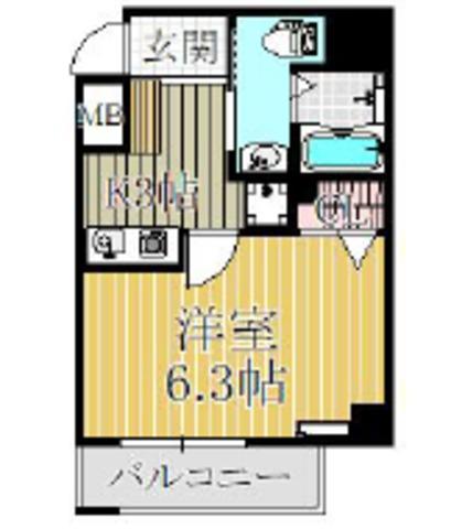 リオレスタ西宮(1K/10階)の間取り写真