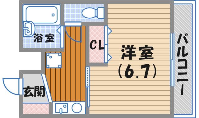 ドム北口(1K/1階)の間取り写真
