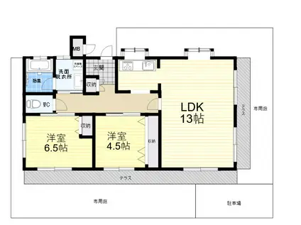 上甲東園ステイトリーホーム(2LDK/1階)の間取り写真