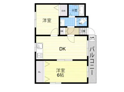 ハイツ室川Ⅰ(2DK/2階)の間取り写真