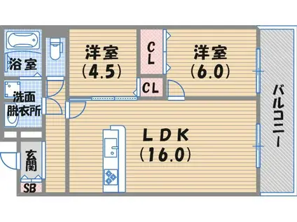 ラナコート(2LDK/1階)の間取り写真