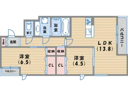 ラナコート(2LDK/1階)の間取り写真