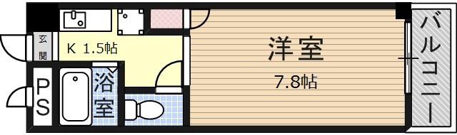 ドムール若山(ワンルーム/2階)の間取り写真