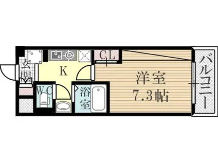 コモド北口(1K/3階)の間取り写真