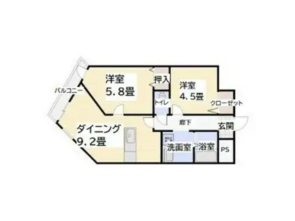 グロリオーサ門戸(2DK/3階)の間取り写真