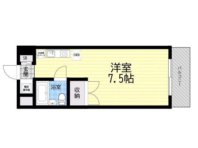 FKマンション(1K/2階)の間取り写真