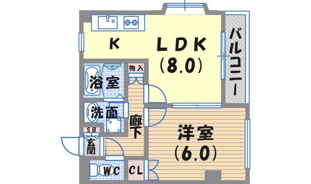 ソレイユ段上(1LDK/1階)の間取り写真