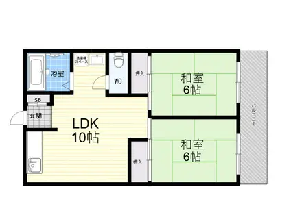 加島第2マンション(2LDK/2階)の間取り写真
