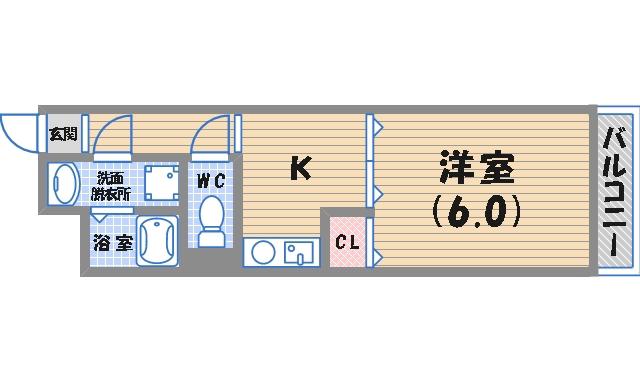 フォンテーヌ ブロー(1K/4階)の間取り写真
