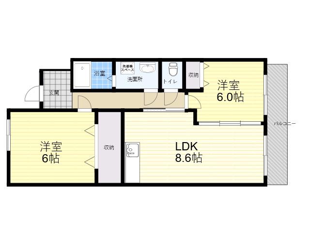 グランドレジデンス西宮(2LDK/5階)の間取り写真