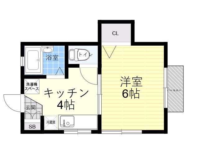 ヴィラアガパンサス(1DK/2階)の間取り写真