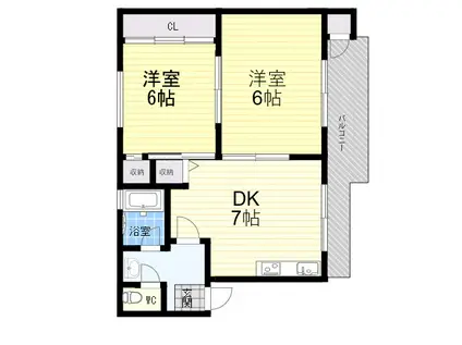 ライラックハウス(2DK/2階)の間取り写真