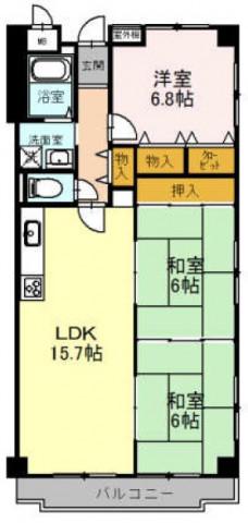 クリスタル(3LDK/5階)の間取り写真