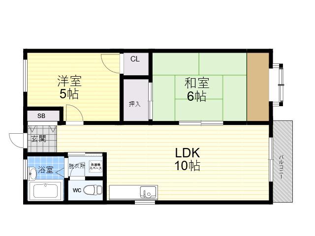 ルシェール武庫川 Ⅱ(2LDK/2階)の間取り写真