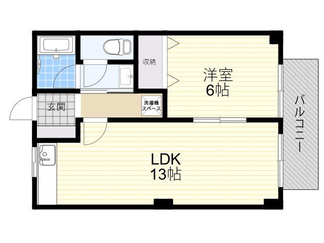 サンハイツ土井(1LDK/1階)の間取り写真