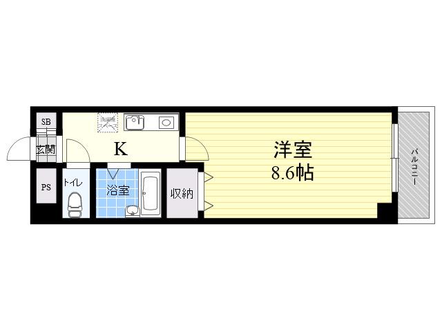 エスポワール西宮北口(1K/4階)の間取り写真
