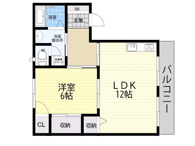 シャレオ上大市(1LDK/1階)の間取り写真