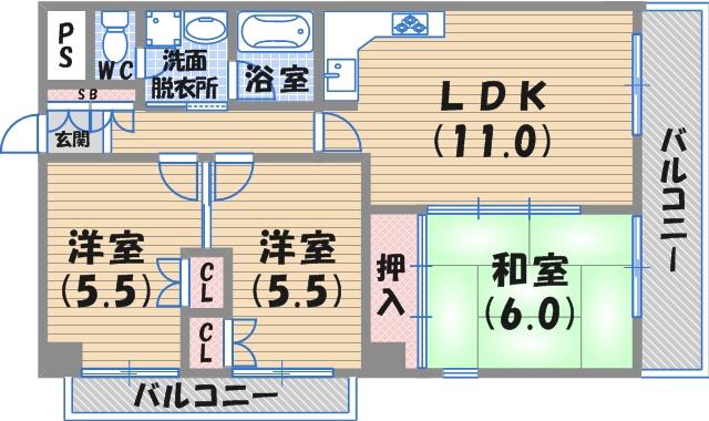 グレイスコート直井(3LDK/1階)の間取り写真
