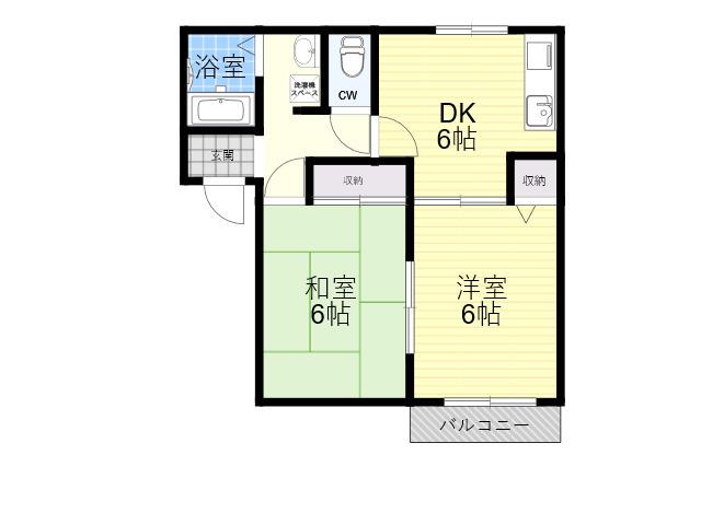 エミネンスⅠ(2DK/2階)の間取り写真