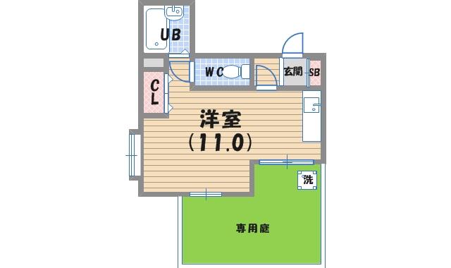 エレメンツアクア(1K/1階)の間取り写真