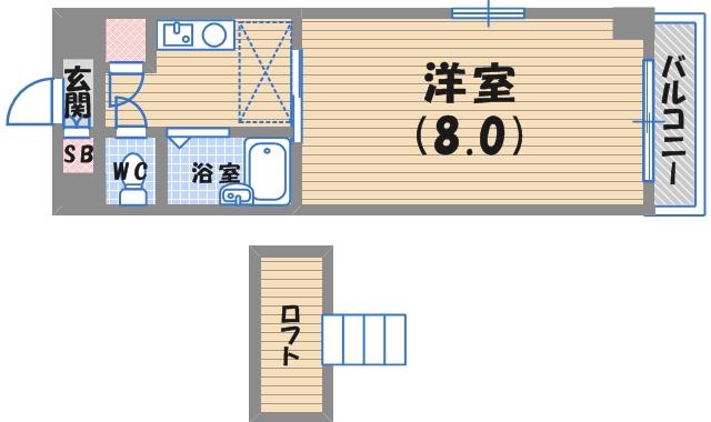 サンクレスト西宮(1K/6階)の間取り写真