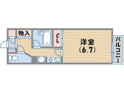 イースト夙川(1K/1階)の間取り写真