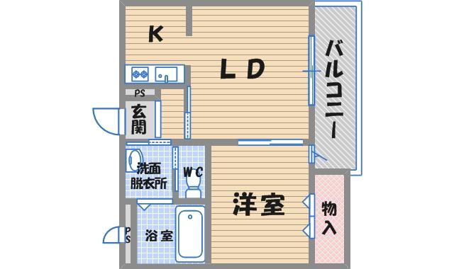 GRANDE甲子園(1LDK/1階)の間取り写真