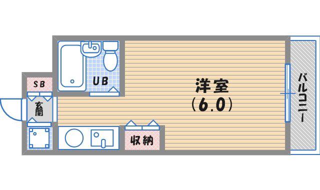 ジョイフル鳴尾(1K/2階)の間取り写真