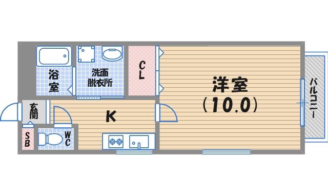 ル・ルゥ甲子園口(1K/2階)の間取り写真