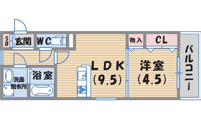 アーバンハイツ段上(1LDK/1階)の間取り写真