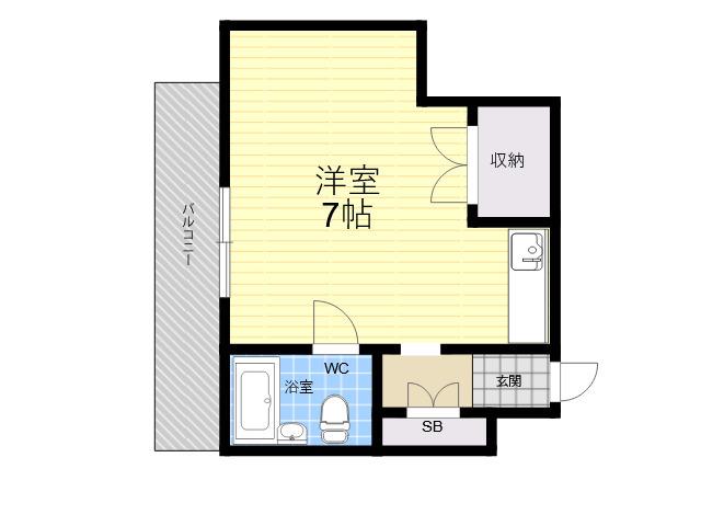 シャンブルド甲東園(ワンルーム/3階)の間取り写真