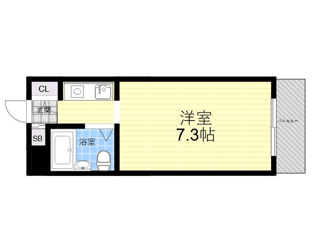 シャンブルド甲東園(ワンルーム/2階)の間取り写真