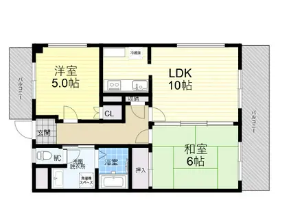 リュミエール鶴田(2LDK/1階)の間取り写真