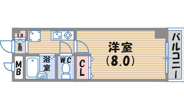 クレッセント西宮(1K/2階)の間取り写真
