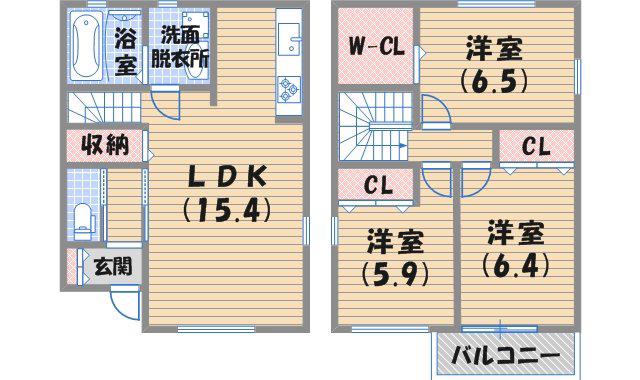 阪急今津線 甲東園駅 徒歩13分 2階建 築14年(3LDK)の間取り写真