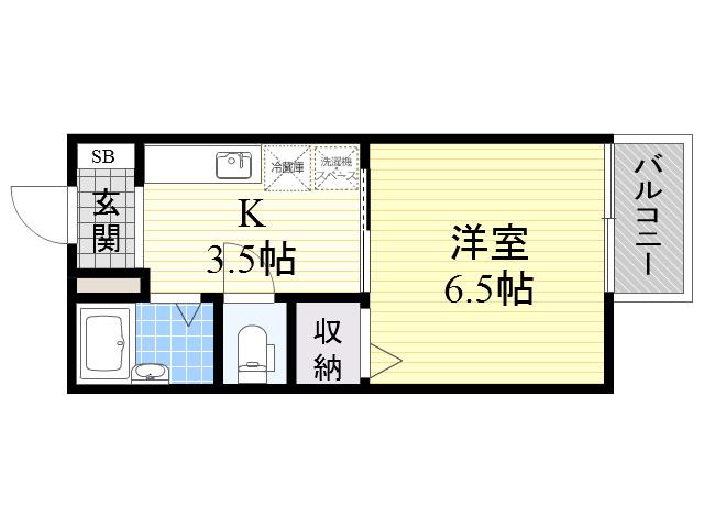 STEP夙川(1K/2階)の間取り写真