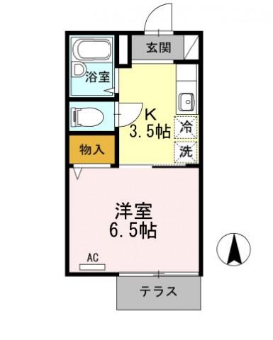 STEP夙川(1K/1階)の間取り写真