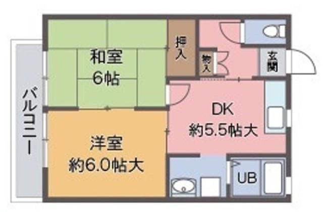 カーサオクムラ(2DK/1階)の間取り写真