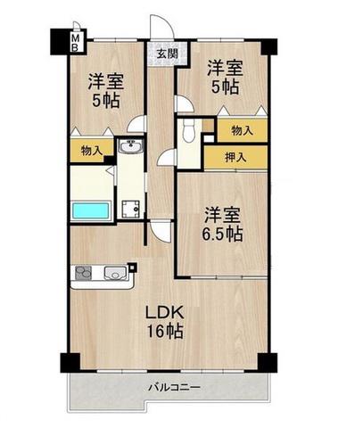 レフィナード(3LDK/5階)の間取り写真