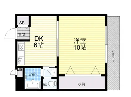 曙コーポ(1DK/3階)の間取り写真