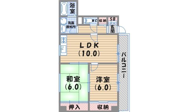 フォルテN(2LDK/3階)の間取り写真