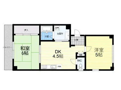 プチシェモア(2DK/1階)の間取り写真