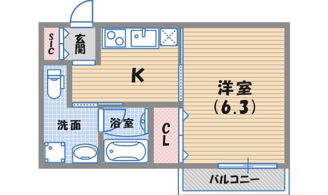 パロス甲子園(1K/2階)の間取り写真