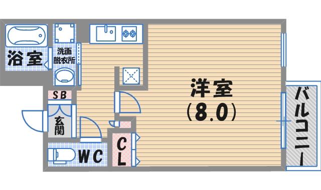 レジディア甲東園(1K/1階)の間取り写真