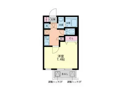 レジディア甲東園(1K/3階)の間取り写真