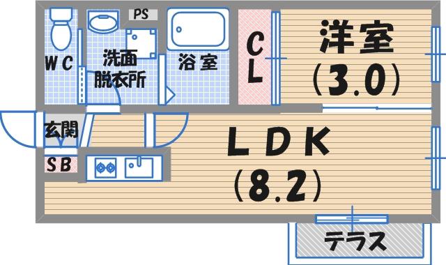 コンフォート白鳩 西宮北口(1LDK/1階)の間取り写真