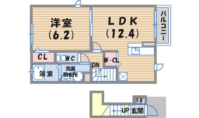 アルビコッコ(1LDK/2階)の間取り写真